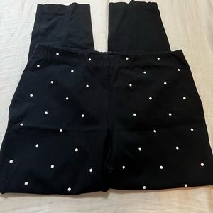 Cotton Stretch Pearl Pants Size Large Black Cropped Karen Kane Ankle Pants.